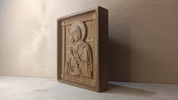 Ξυλόγλυπτη εικόνα Παναγίας με τον Ιησού Χριστό - Image 2