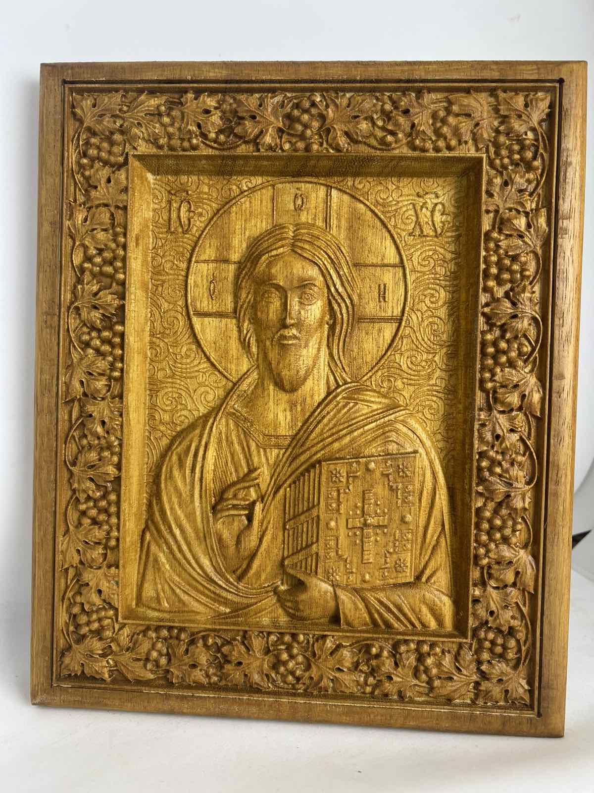 Ξυλόγλυπτη Εικόνα Χριστού Παντοκράτορα με την Άμπελο - Image 4