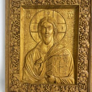 Ξυλόγλυπτη Εικόνα Χριστού Παντοκράτορα με την Άμπελο