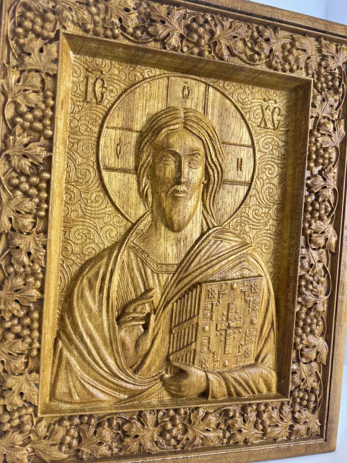 Ξυλόγλυπτη Εικόνα Χριστού Παντοκράτορα με την Άμπελο - Image 2