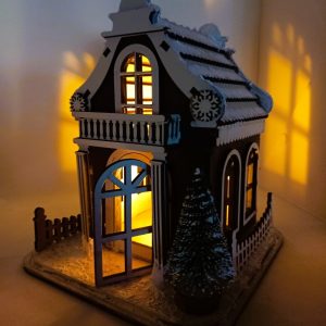 Ξύλινο 3D Χριστουγεννιάτικο Σπιτάκι με LED φωτισμό